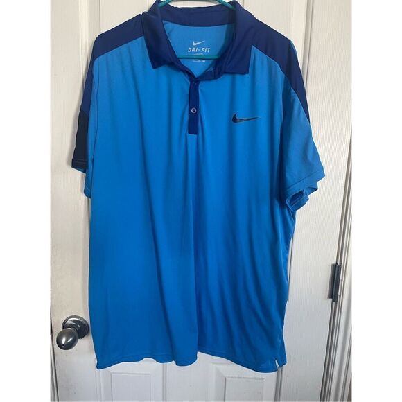Nike Dri-Fit Mens Blue Short Sleeve Golf Polo Shirt Size 2XL - Picture 10 of 10